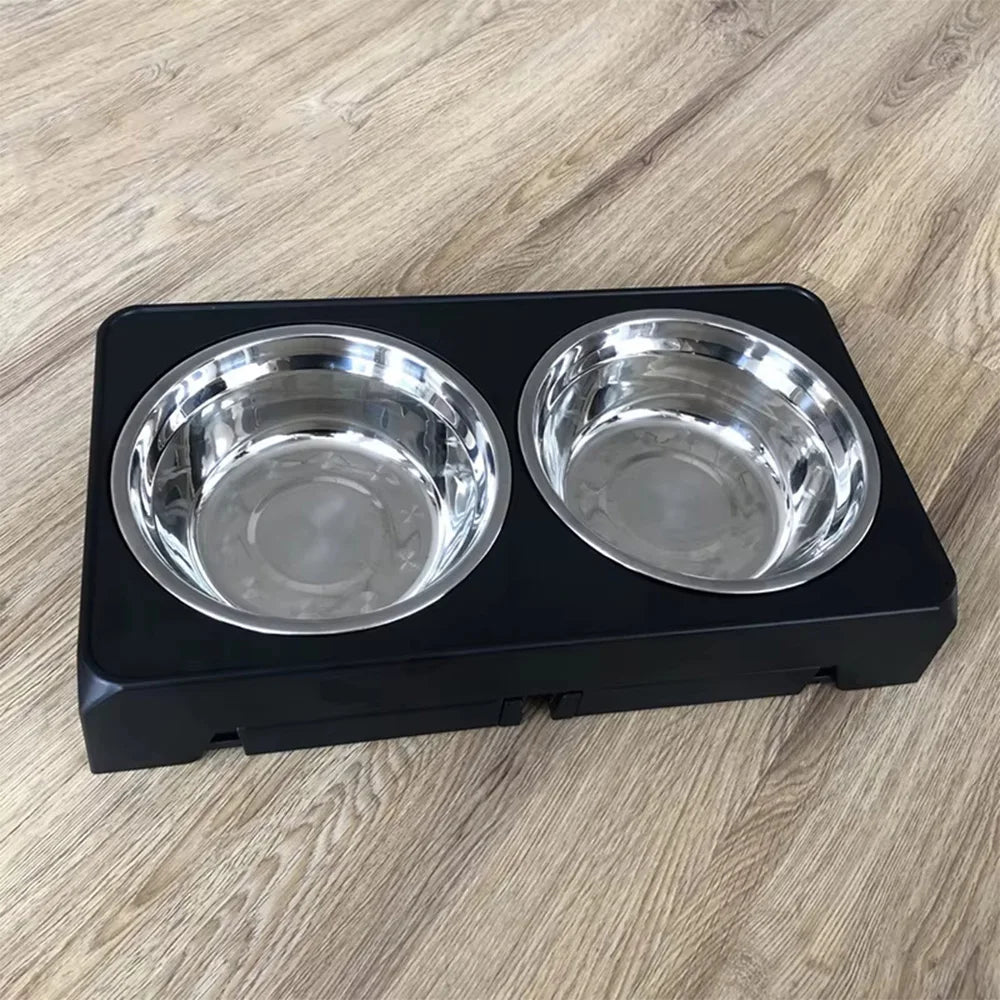 Adjustable Elevated Dog Feeder With Double Stainless Steel Bowls