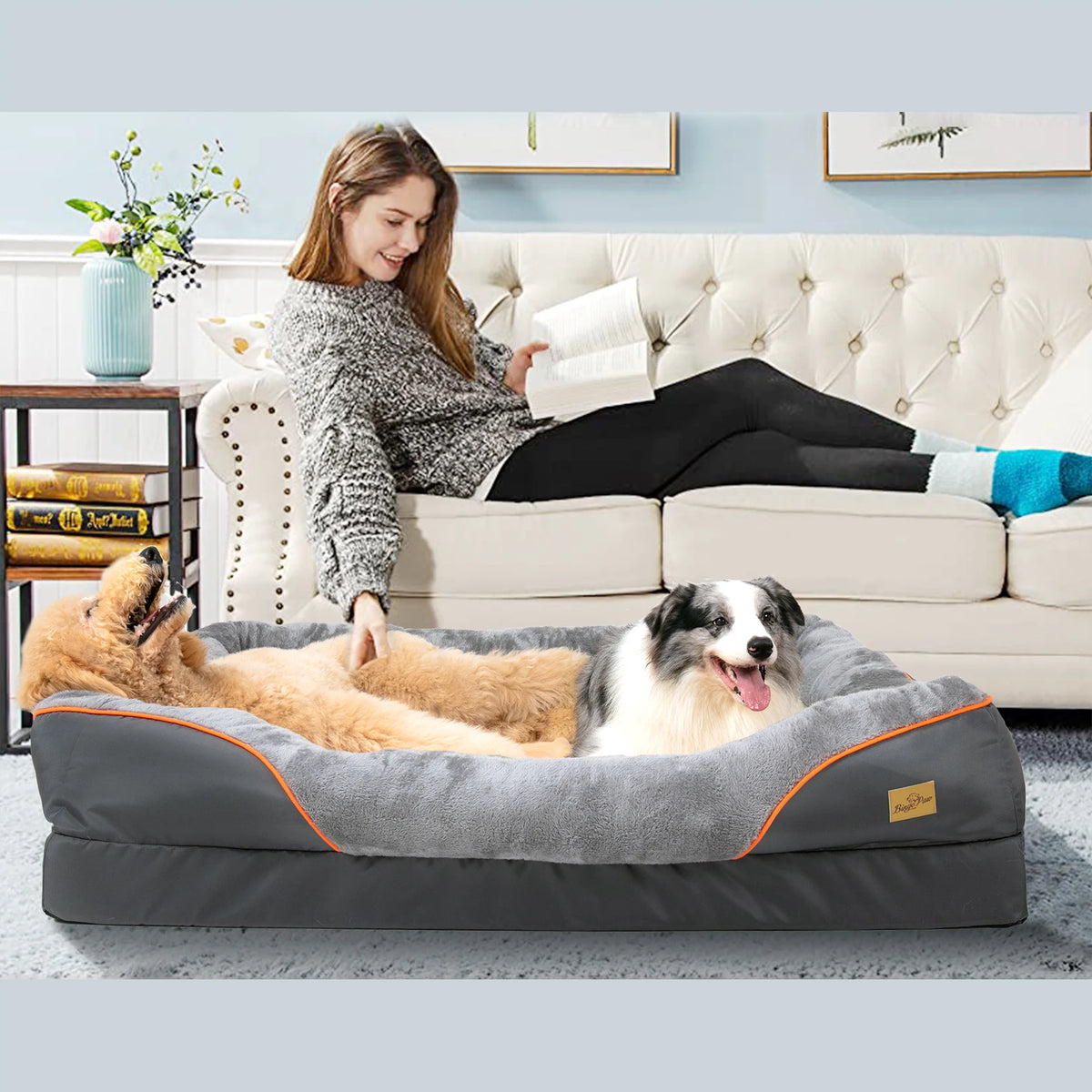 BINGOPAW Washable Waterproof Dog Bed With Removable Soft Fleece Cover