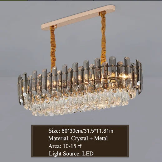 Gold Crystal Chandelier – Adjustable Round K9 Crystal Chandelier – Modern Crystal Chandelier Suitable for Dining Room, Living Room, Kitchen Island, Bedroom, Foyer, and Entryway (Bulbs Not Included)