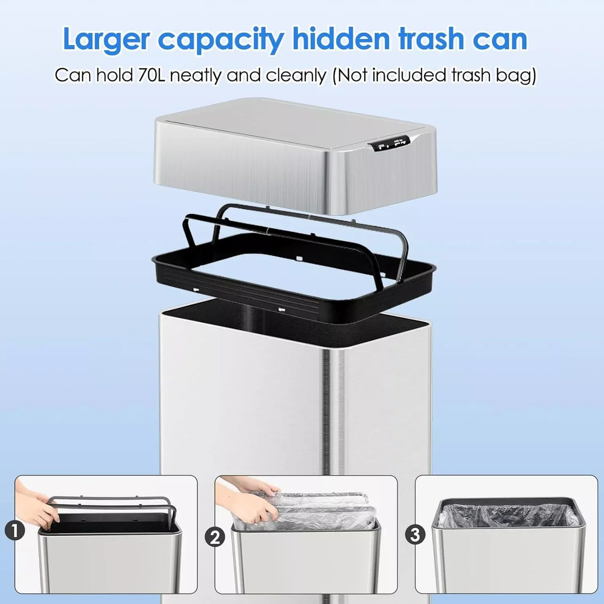 HOMFA Stainless Steel Motion Sensor Automatic Kitchen Trash Can