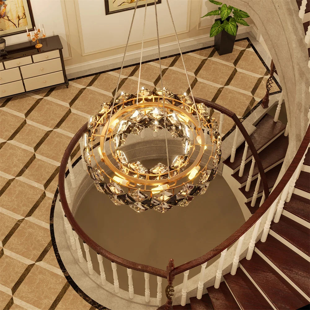 LUVODI Modern Crystal Chandelier Pendant Light Fixture - Hanging Ceiling Lighting for Home Hotel - Gorgeous Decorative Illumination