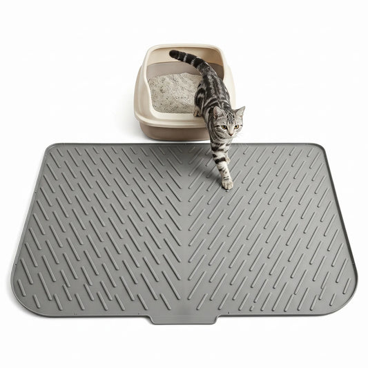 Large Cat Litter Mat Silicone Extra Large Multi-Cat Spill Proof Waterproof Non-Slip Durable Cat Litter Tray Mat for Multiple Cats