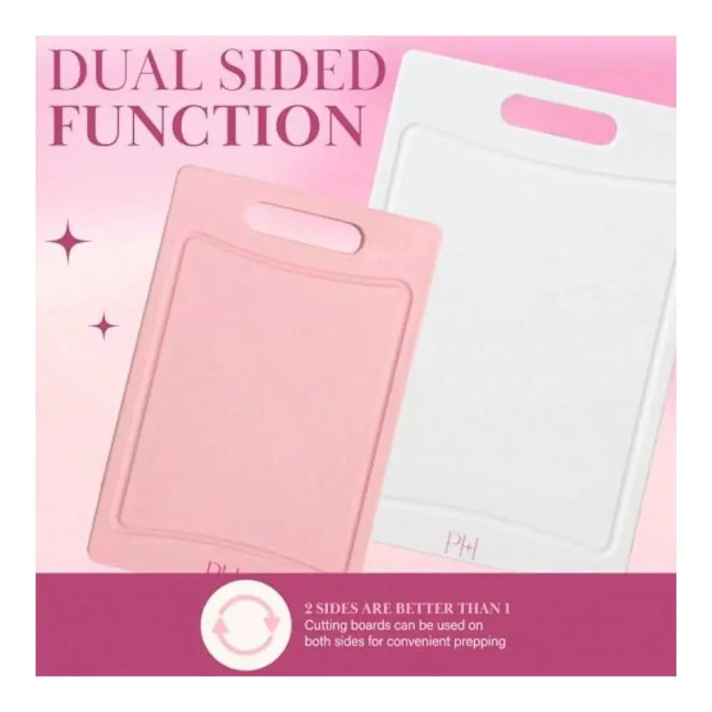 Dual Sided Plastic Cutting Board Set With Juice Grooves