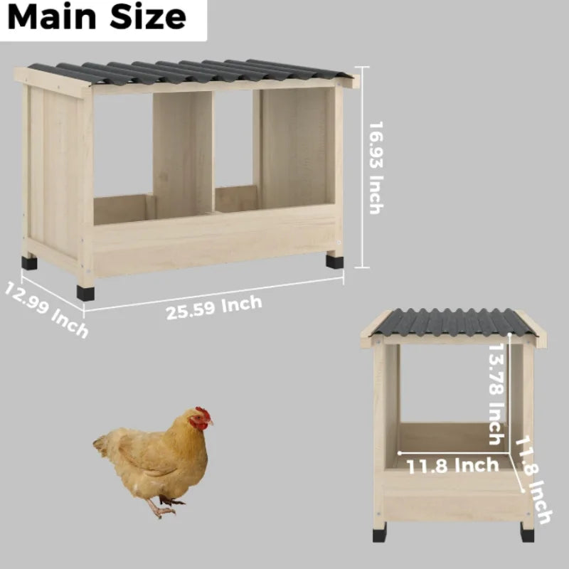 Wooden Two Hole Chicken Nesting Box With Waterproof PVC Roof