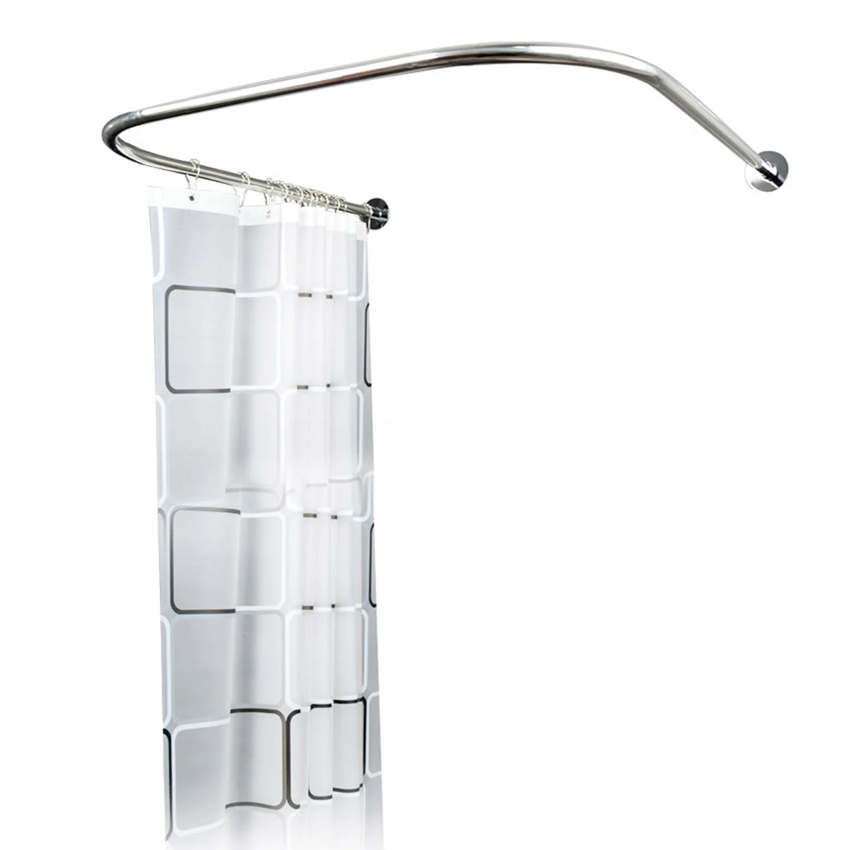 U Shaped Shower Curtain Rod Set Curved Stainless Steel
