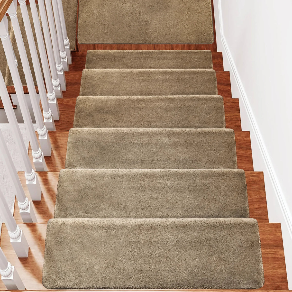 Bullnose Non-Slip Carpet Stair Treads Ultra Plush Peel Stick