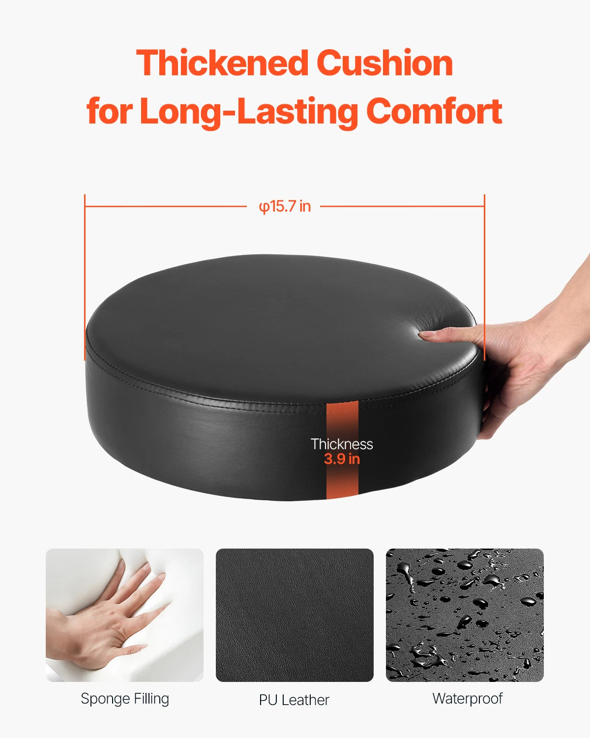 SucceBuy Height Adjustable Rolling Stool For Salon Spa
