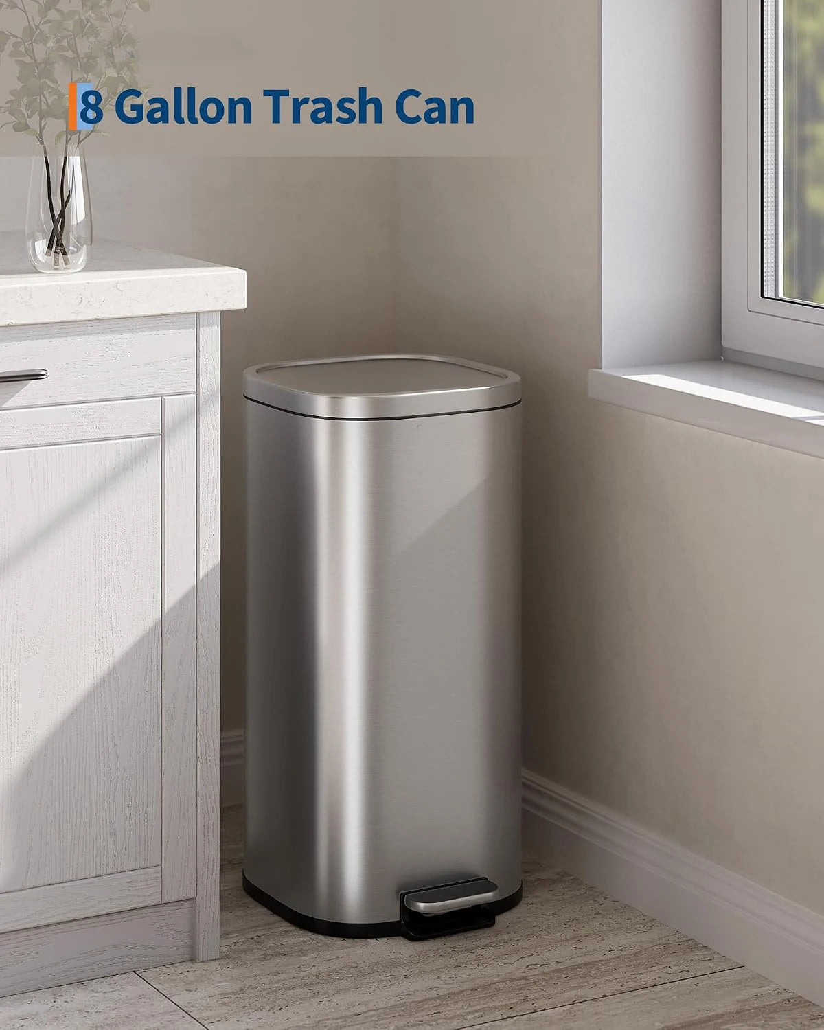 HobbyLane Stainless Steel Step-On Trash Can With Soft-Close Lid