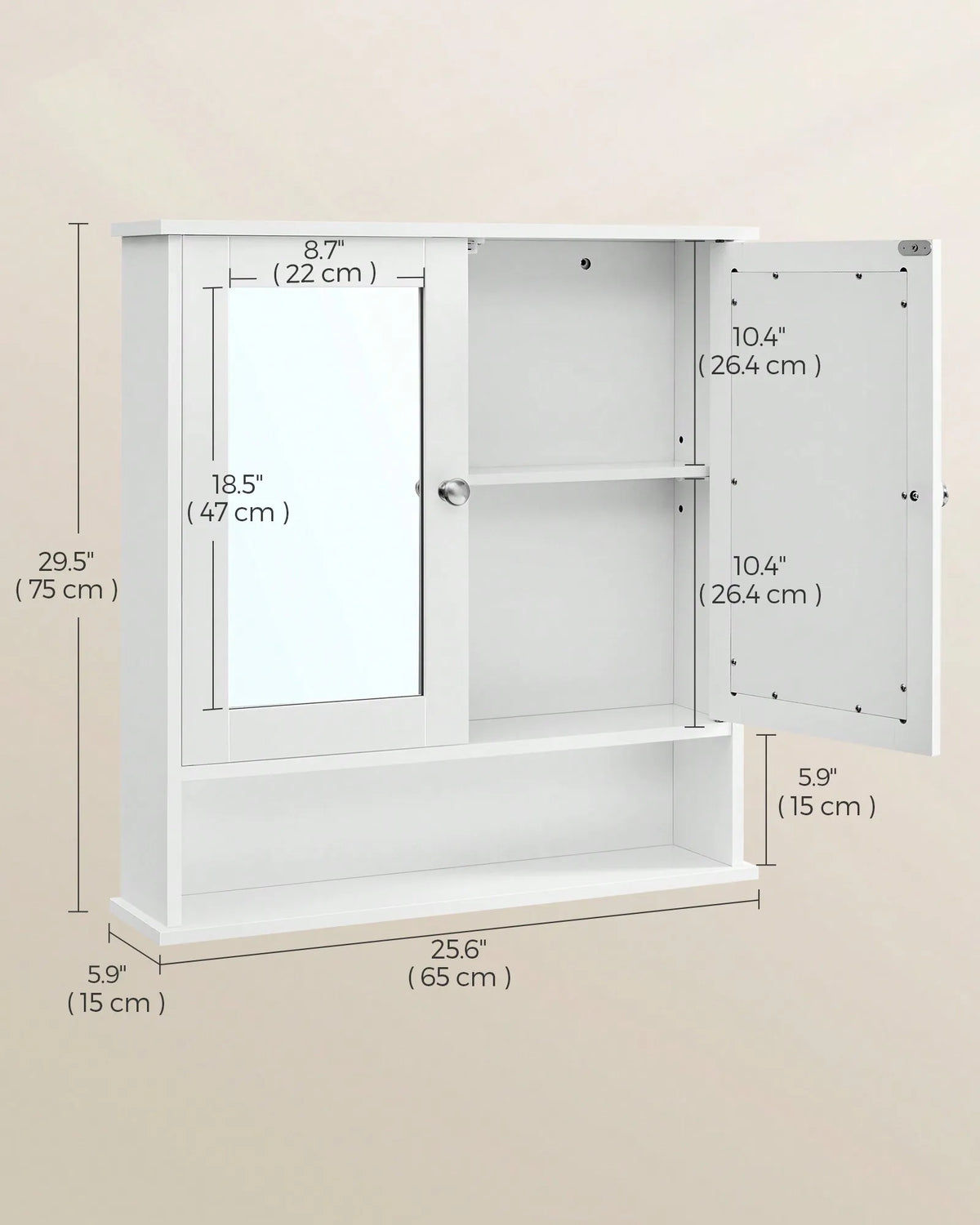 Bathroom Mirror Medicine Cabinet With Adjustable Shelf And Open Storage