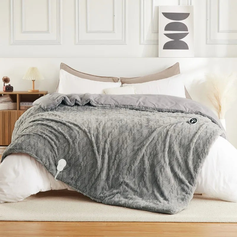 Heating Blanket 104x90 / 90x90 Inches Electric Heated Comforter Set 2 Heating Zones, 6 Heating Levels, Wireless Controller, Timer, Overheat Protection