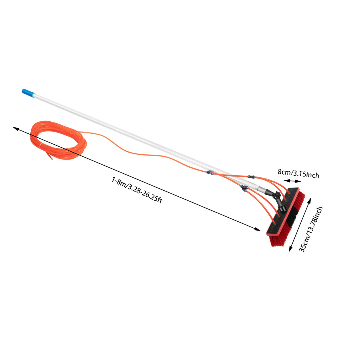 Adjustable Water Fed Window Cleaning Pole With Brush And Squeegee