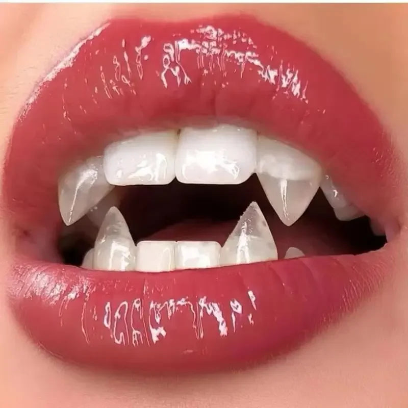 Vampire Fangs Costume Dentures With Secure Adhesive For Halloween