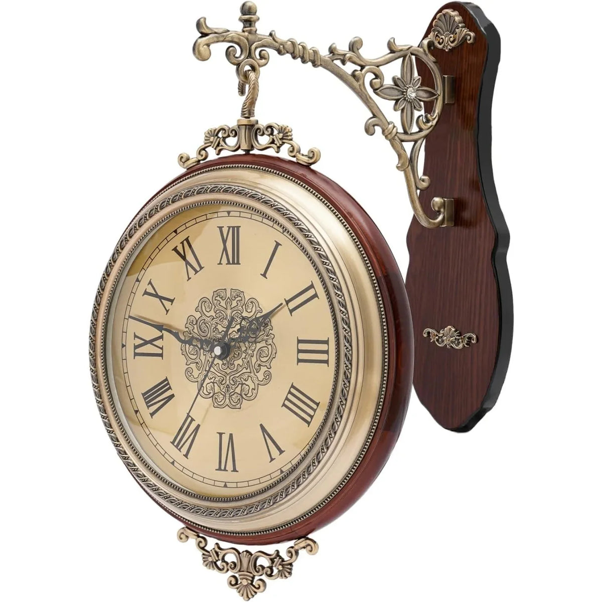 Double Sided Silent Vintage European Style Wall Clock