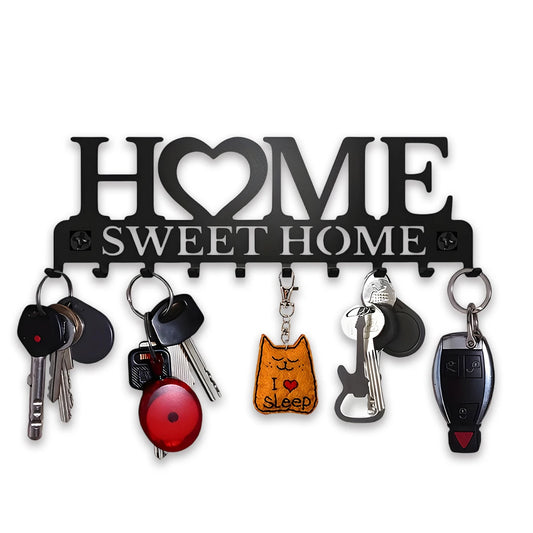 Sweet Home Wall Mounted Key Holder Rack With Multiple Hooks
