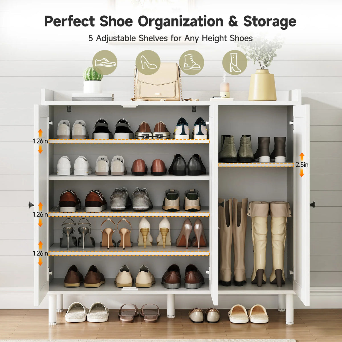ONBRILL Three Door Shoe Storage Cabinet and Organizer
