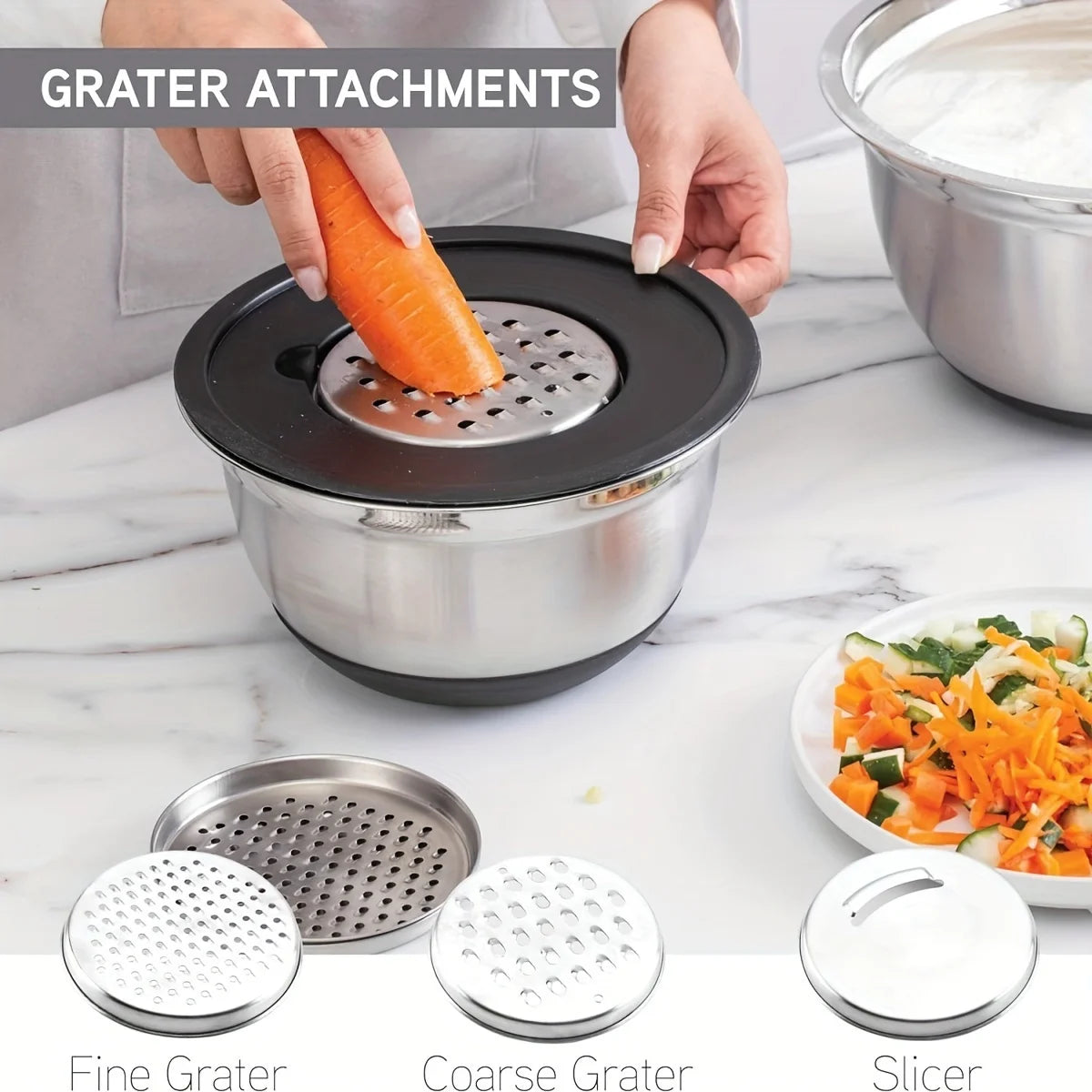 Stainless Steel Mixing Bowl Set With Airtight Lids For Baking