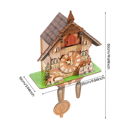 Modern House Shape Wall Mounted Cuckoo Clock With Pendulum Chime