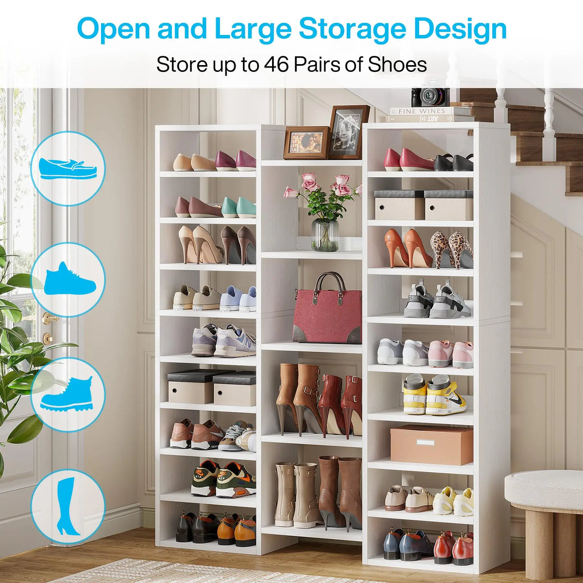 Tribesigns Freestanding Shoe Rack With 23 Shelves And Open Storage