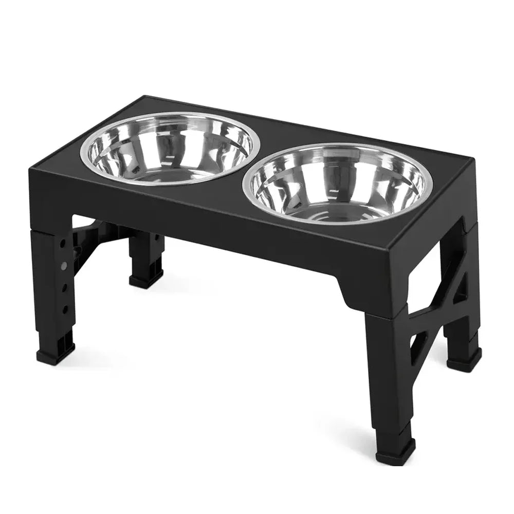 Adjustable Elevated Dog Feeder With Double Stainless Steel Bowls