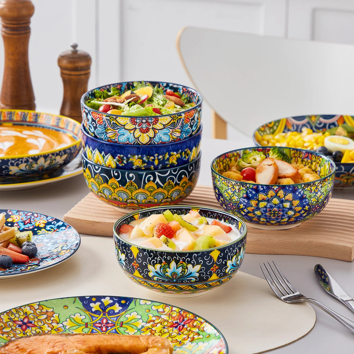 Vancasso Bohemian Porcelain Dinnerware Set With Plates And Bowls