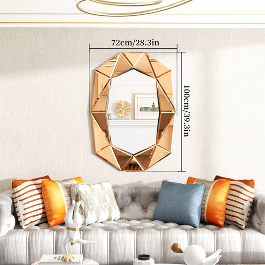 Asymmetrical Glass Inlay Decorative Wall Mirror for Home Accent
