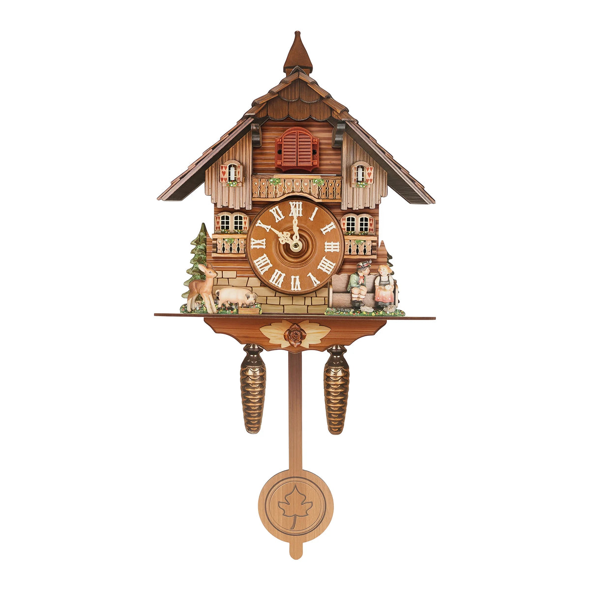 Modern House Shape Wall Mounted Cuckoo Clock With Pendulum Chime