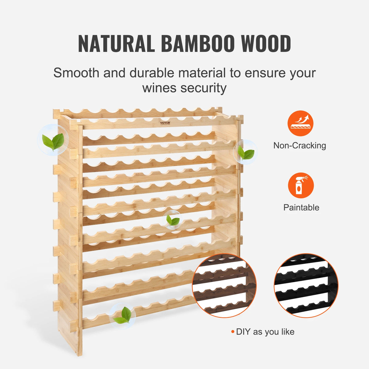 SucceBuy Bamboo Stackable Wine Rack Modular Free Standing Storage Holder