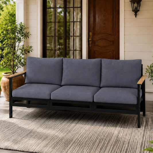 Avenvista Modern Metal Outdoor Patio Sofa With Durable Armrests