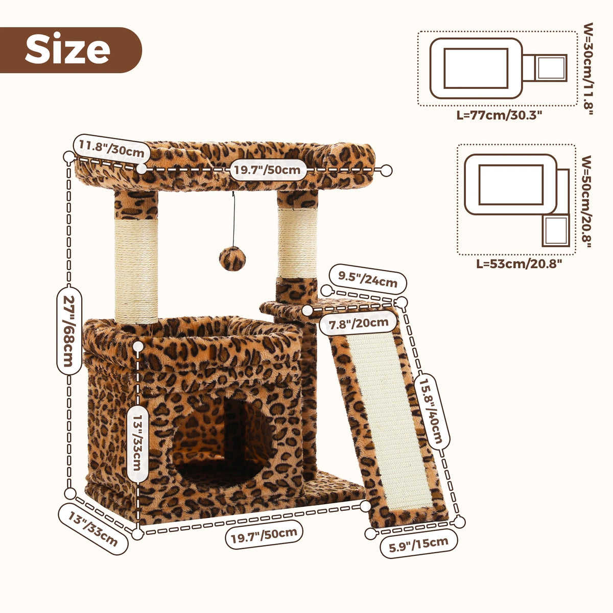 Safe and Stable Cat Tree 27Inches Cat Tower with Cozy Top Perch, Private Cat Condo and Sisal Scratching Post&Pad for Indoor Cats