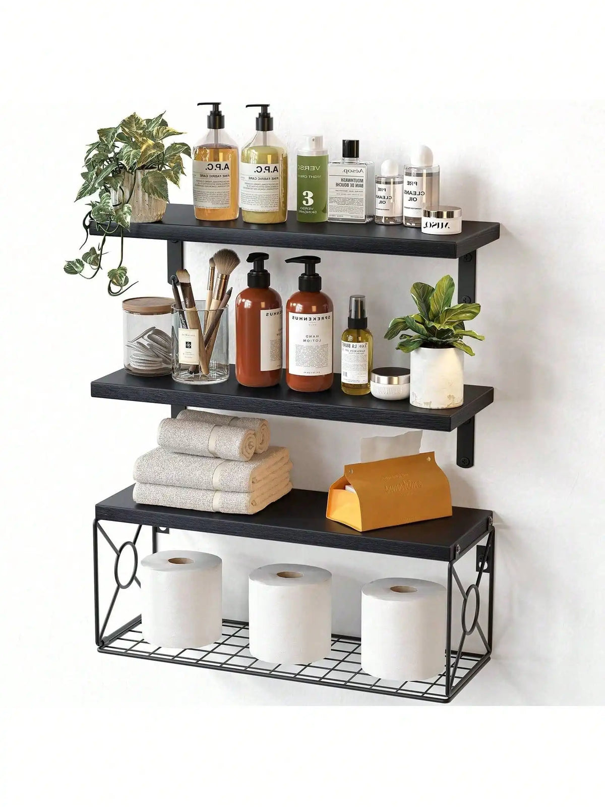 Farmhouse Floating Bathroom Shelves For Wall Mounted Home Storage