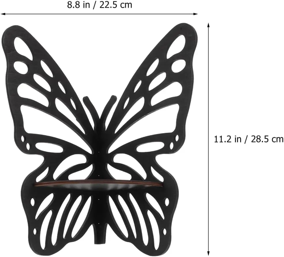 Butterfly Wooden Floating Corner Shelf For Crystal And Figurine Display