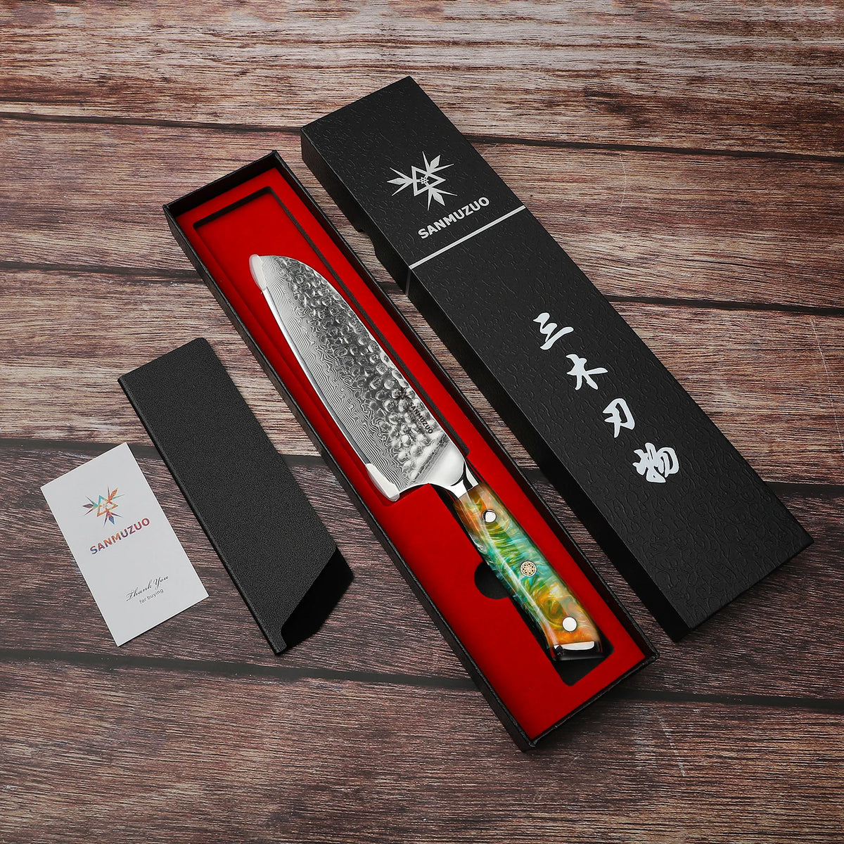 SANMUZUO YAO Series Damascus Steel Santoku Kitchen Knife