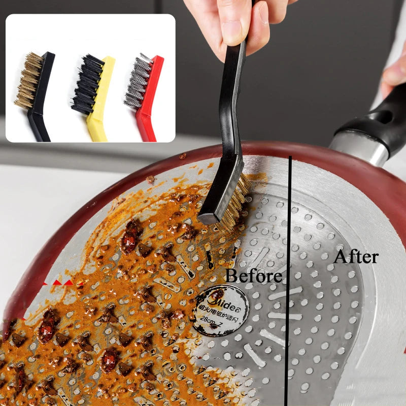 Nylon Steel Wire Kitchen Cleaning Brush Set for Tight Gaps