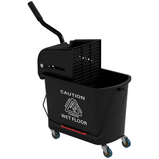 HOMCOM Commercial Mop Bucket With Side Press Wringer And Wheels