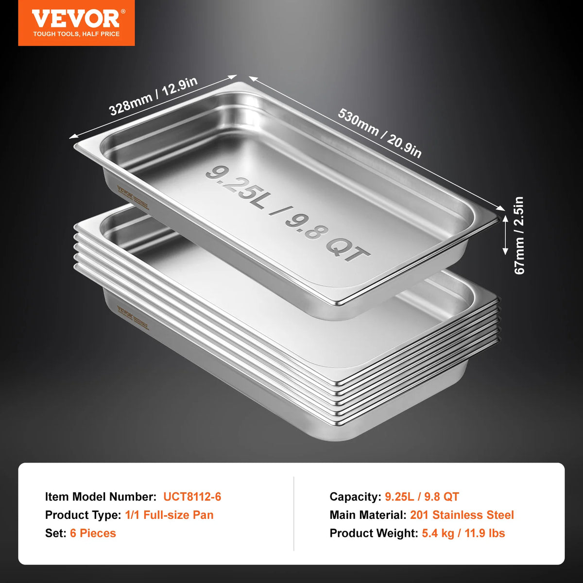 SucceBuyBuffet Chafing Dishes 8.5L-20L Gastronorm Pans Steam Table Pans Tray Stainless Steel Food Container for Party BBQ Baking