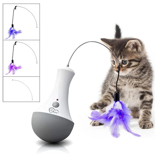 Interactive Feather Teaser Toy for Cats with Random Rotation