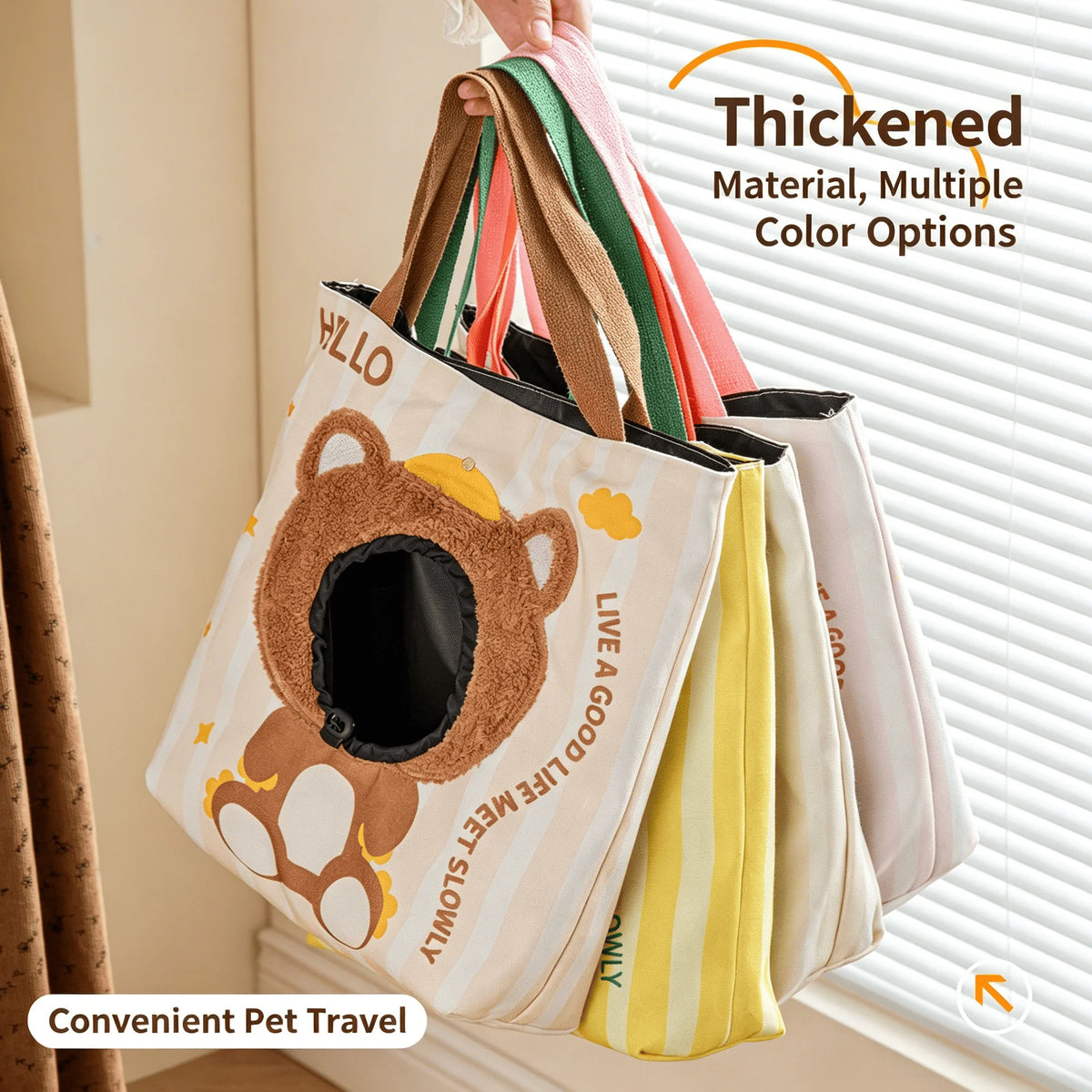 【IN Stock】Cartoon Head Out Cat Tote Bag Breathable Canvas Portable Shoulder Carrier Large Capacity Travel Bag for Small Pets