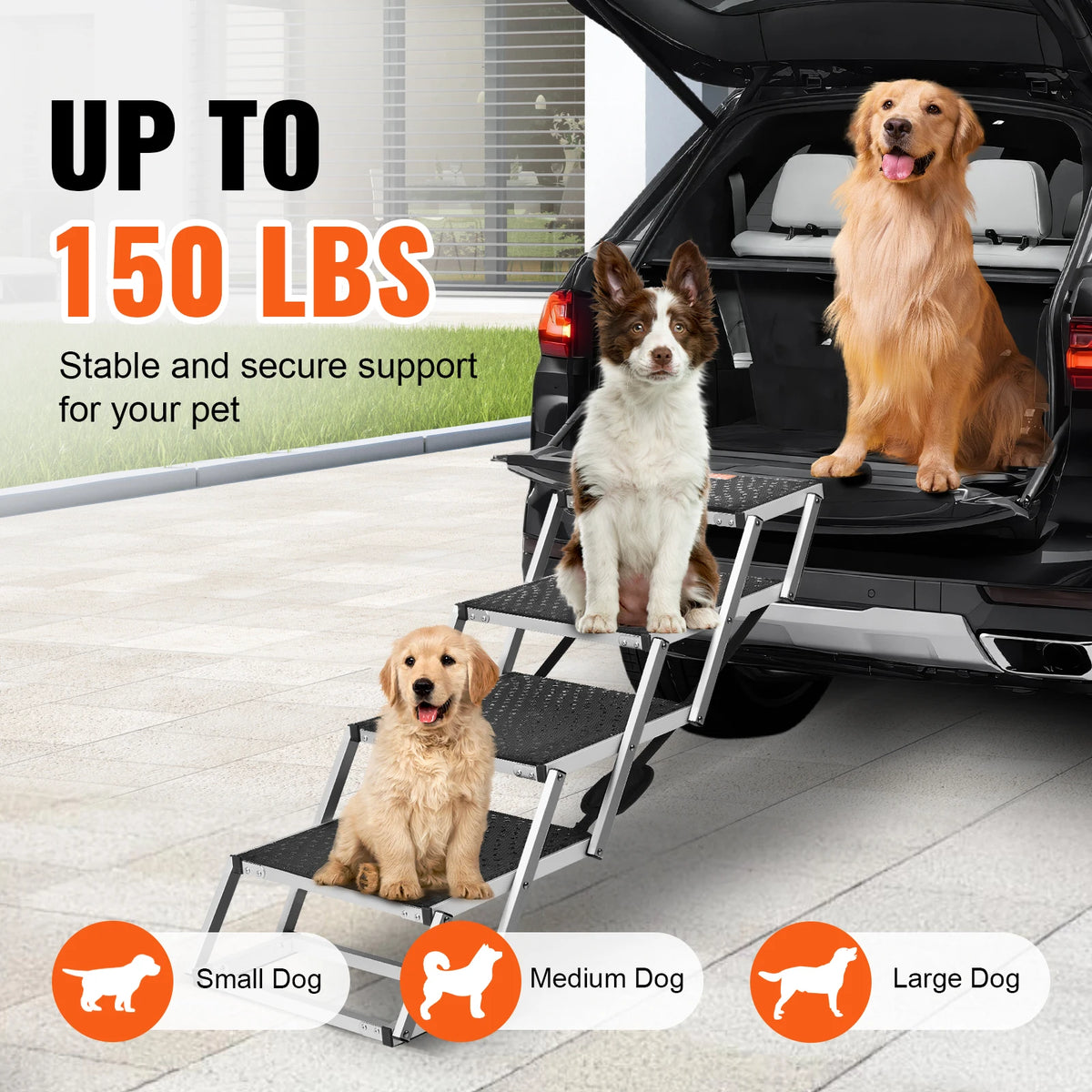 SucceBuy Folding Dog Car Steps Lightweight Portable 150lb Stair