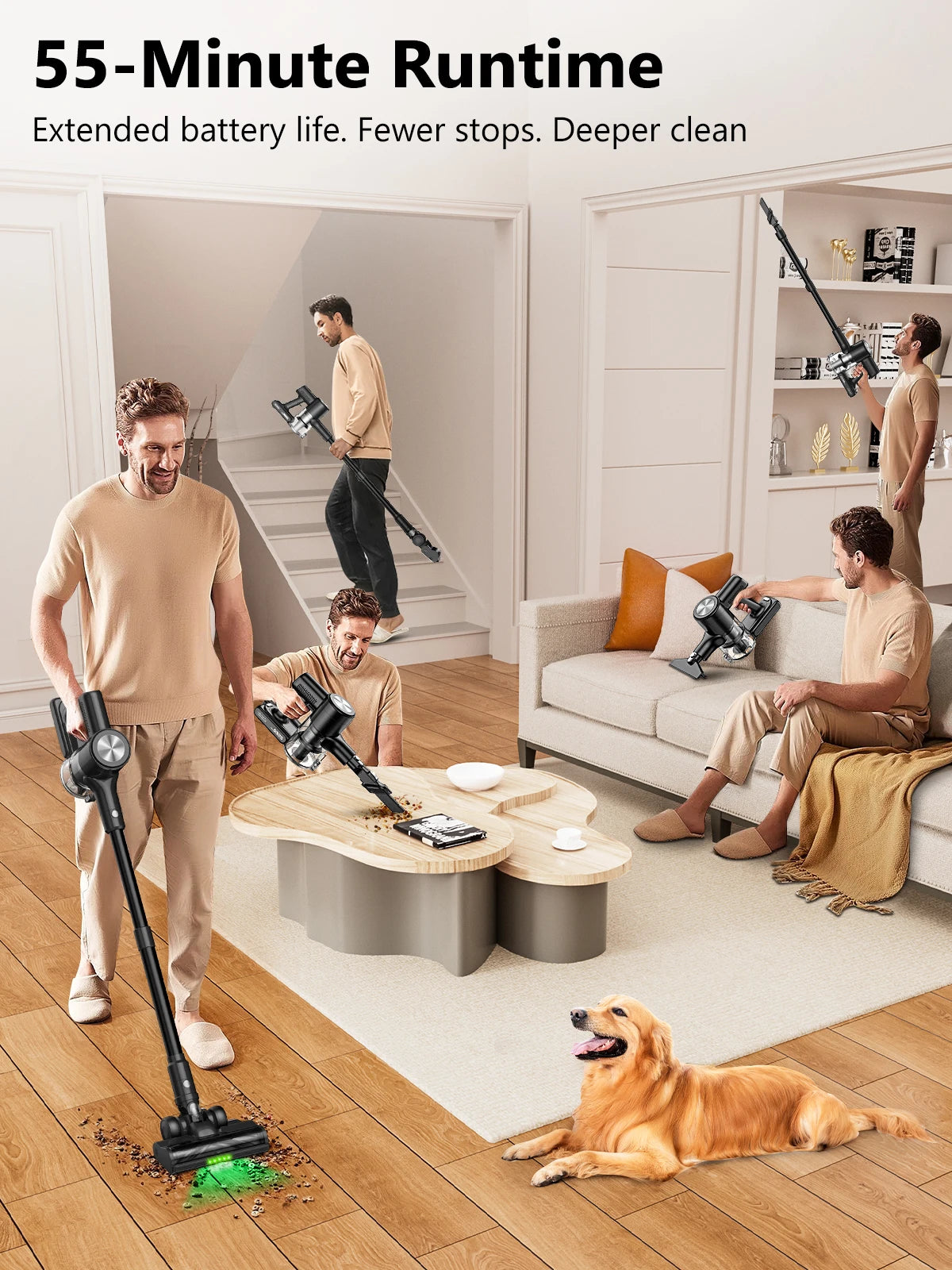SUXIANGVAC Cordless Stick Vacuum Cleaner for Pet Hair and Floors