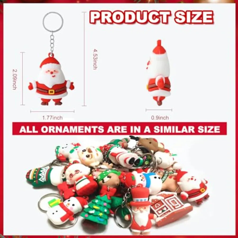 3D Christmas Ornament Keychains Santa Claus Reindeer Holiday Decoration Gifts
