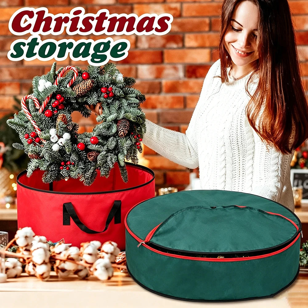 Heavy Duty Oxford Christmas Wreath Storage Bag With Waterproof Zipper