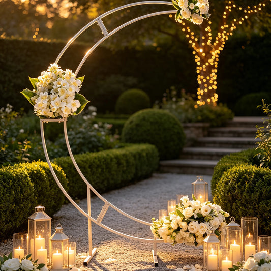 Classic Moon Shape Wedding Arch Stand 2.1m DIY Assemble Wedding Backdrop Frame for Birthday Party Decoration