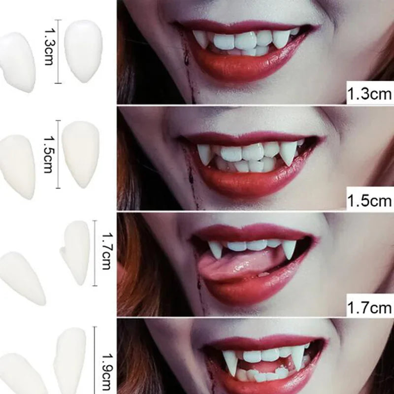 Vampire Fangs Costume Dentures With Secure Adhesive For Halloween