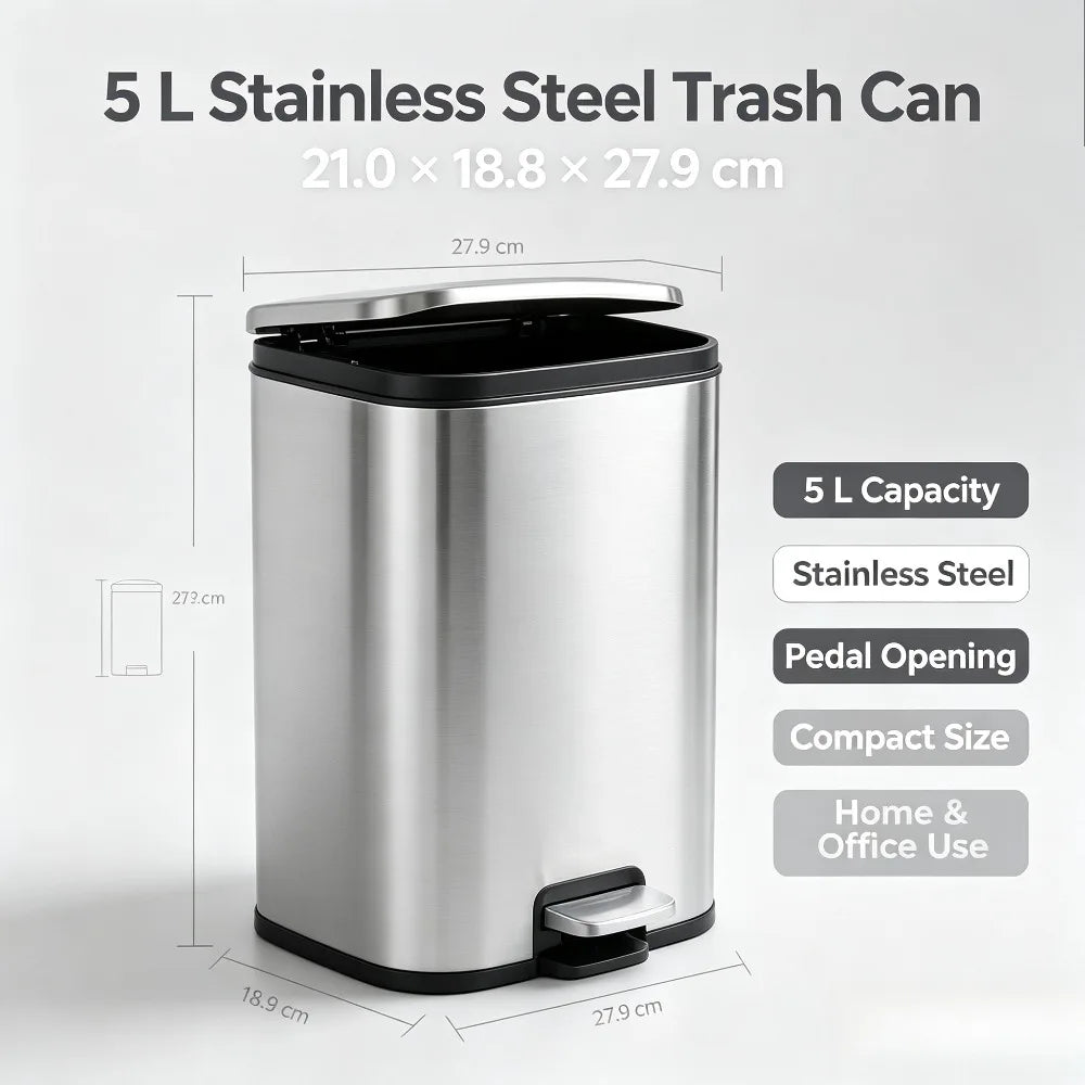 Stainless Steel Step Trash Can With Lid And Silent Close