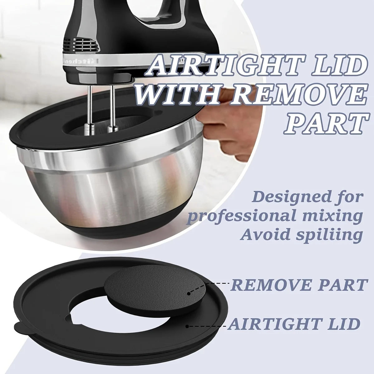 Stainless Steel Mixing Bowl Set With Airtight Lids For Baking