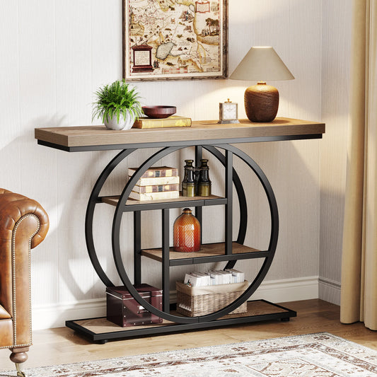 Tribesigns Industrial 4 Tier Console Table For Living Room Storage