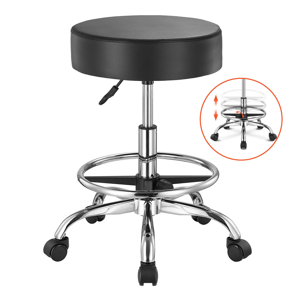 SucceBuy Height Adjustable Rolling Stool For Salon Spa