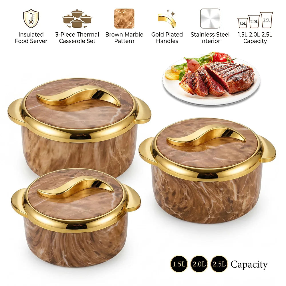 Insulated Stainless Steel Casserole Set With Double Wall Thermal Design