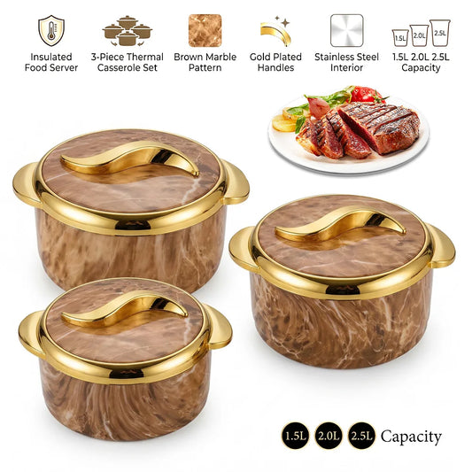 Insulated Stainless Steel Casserole Set With Double Wall Thermal Design