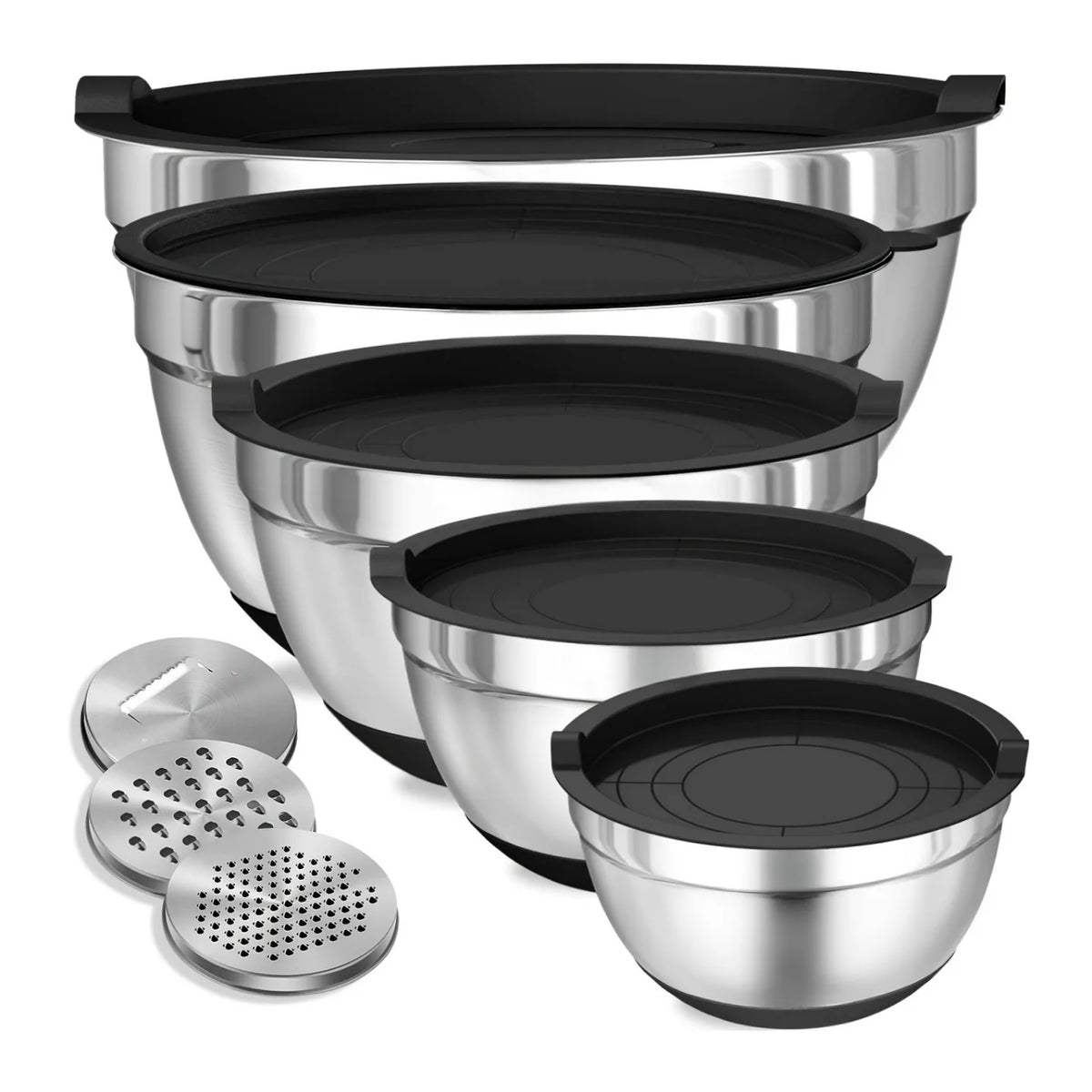 Stainless Steel Mixing Bowl Set With Airtight Lids For Baking